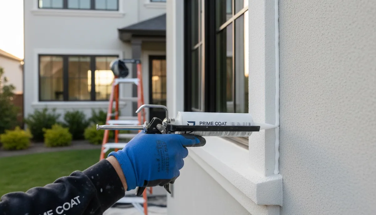 Professional caulking and sealing on home exterior in Burlington, VT for weatherproof protection
