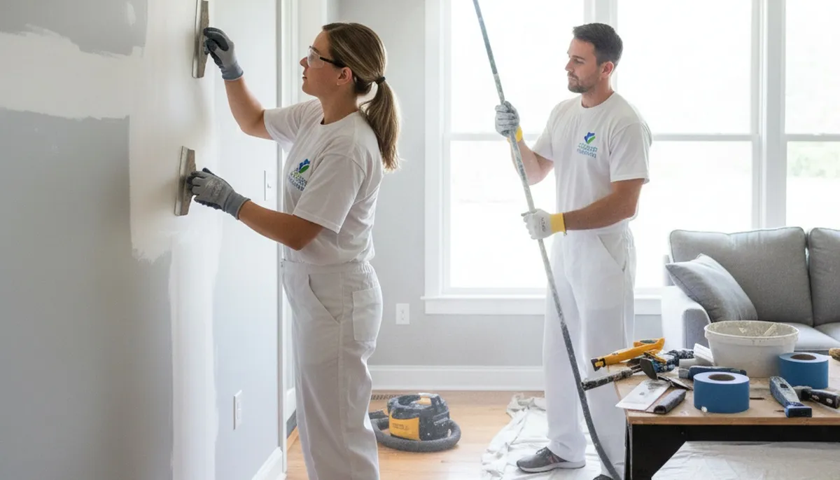 Professional drywall repair and wall restoration in Burlington, VT home by expert painters