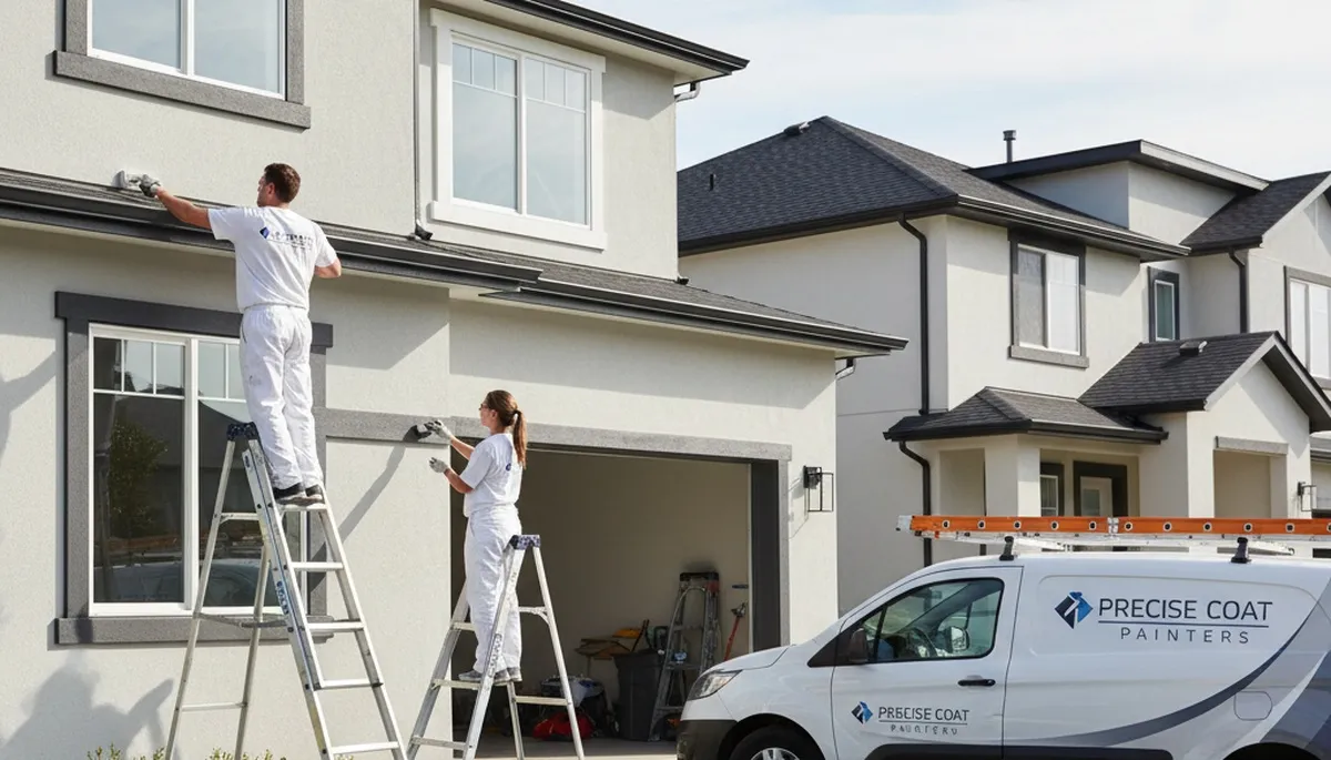 Professional trim and fascia painting on Burlington VT home by expert house painters